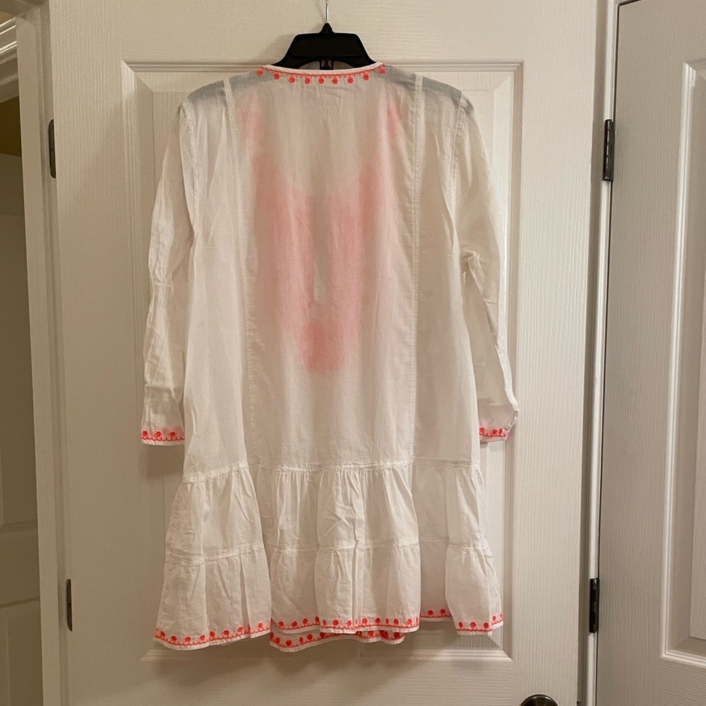 Gianni Bini White Swim Coverup with Coral Embroidery - Picture 9 of 12